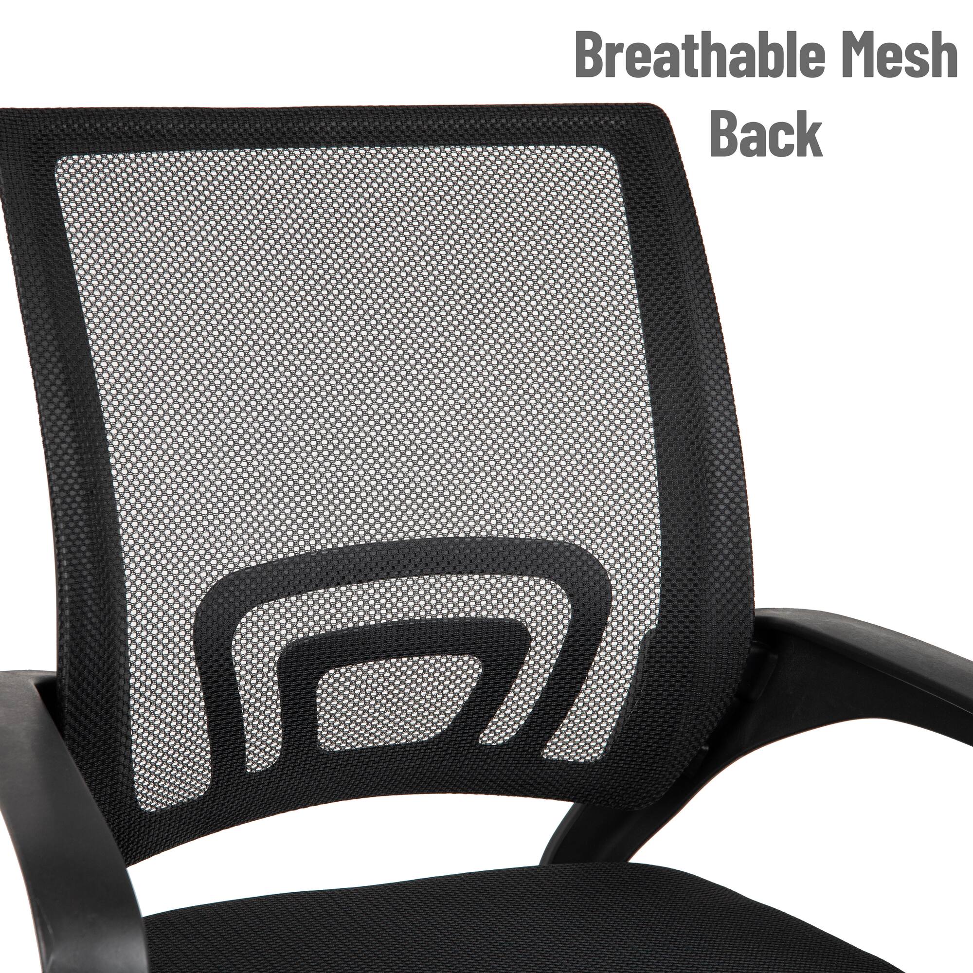 Mind Reader Office Chair with Wheels, Height Adjustable, Desk Chair, Office, 23"L x 21"W x 34.25-38"H, Black